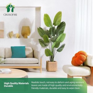 CROSOFMI Artificial Bird of Paradise Plant 6 Feet Fake Tropical Palm Tree with 13 Leaves,Perfect Faux Plants in Pot for Indoor Outdoor House Home Office Garden Modern Decoration Housewarming Gift